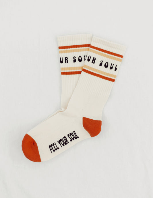 Retro Feel Your Soul striped crew sock - FEEL YOUR SOUL